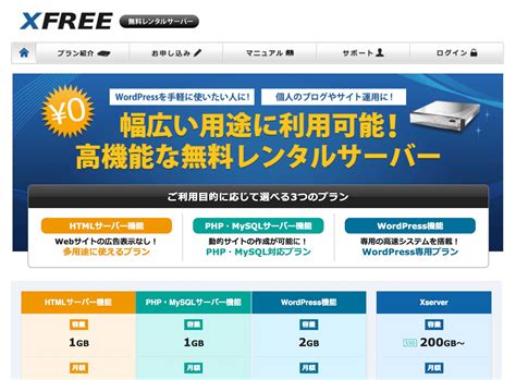 xfree|無料レンタルサーバー【Xfree(エックスフリー)】.